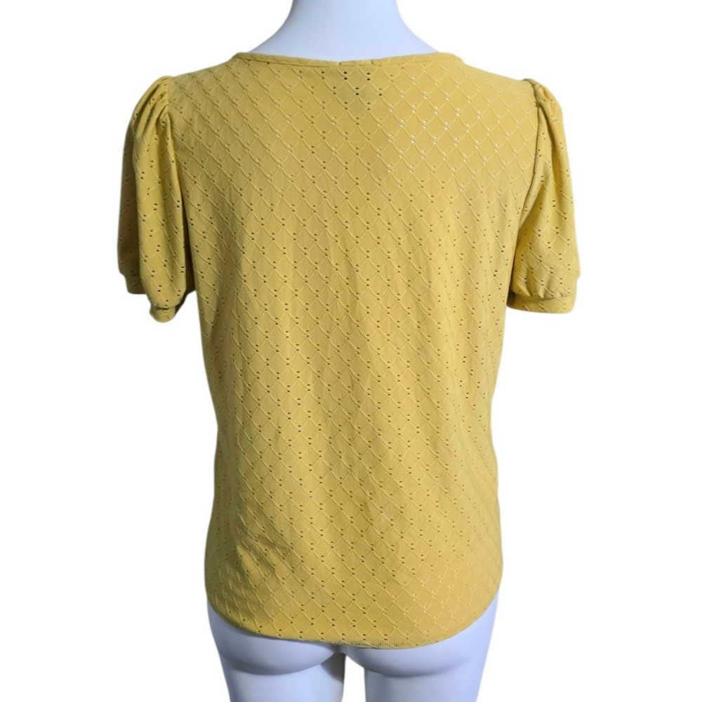 W5 Tie Hem Eyelet Top Golden Yellow Size M - Picture 4 of 8